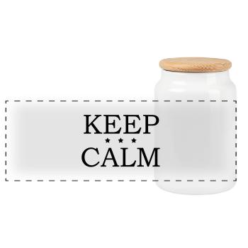 Keep Calm - Panoramic Cookie Jar with Wooden Lid - white - Front