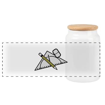 stift_lineal_radiergummi__f3 - Boîte à biscuits avec couvercle en bois - blanc - Devant