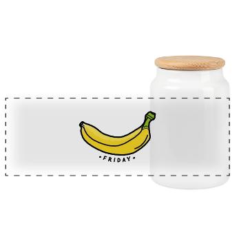 FRIDAY banana - Boîte à biscuits avec couvercle en bois - blanc - Devant