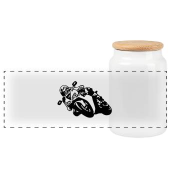 cb42_1000r uk - Panoramic Cookie Jar with Wooden Lid - white - Front