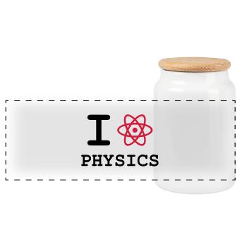 I Love Physics ! - Panoramic Cookie Jar with Wooden Lid - white - Front