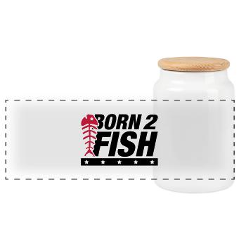 born_2_fish_wo2 - Boîte à biscuits avec couvercle en bois - blanc - Devant