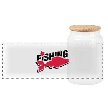 fishing_design_wo2 - Boîte à biscuits avec couvercle en bois - blanc - Devant