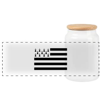 Breton flag - Panoramic Cookie Jar with Wooden Lid - white - Front