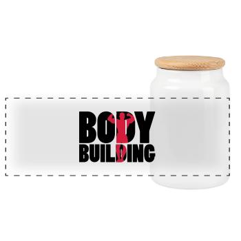 Body Building - Boîte à biscuits avec couvercle en bois - blanc - Devant