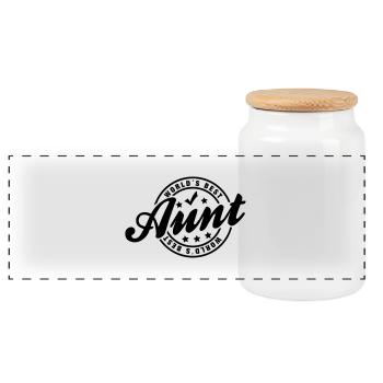 worlds_best_aunt_1 - Panorama Keksdose mit Holzdeckel - Weiß - Vorne