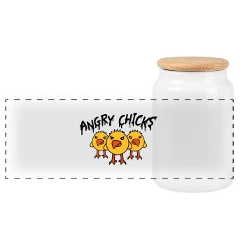 Angry Chicks - Boîte à biscuits avec couvercle en bois - blanc - Devant