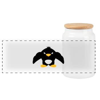 Muscle Penguin - Panorama Keksdose mit Holzdeckel - Weiß - Vorne
