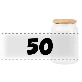 50 - Panoramic Cookie Jar with Wooden Lid - white - Front