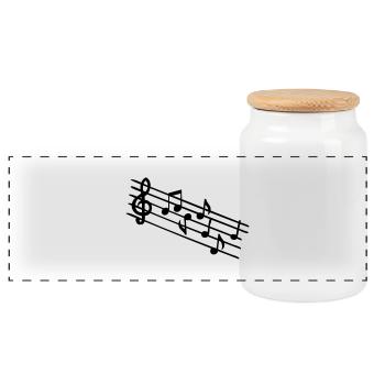 Music note symbol - Panoramic Cookie Jar with Wooden Lid - white - Front