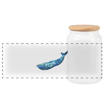 WHALE - Panoramic Cookie Jar with Wooden Lid - white - Front