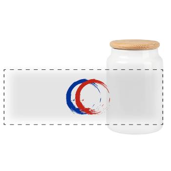 Circle brush flag russia flag colors vector - Panoramic Cookie Jar with Wooden Lid - white - Front