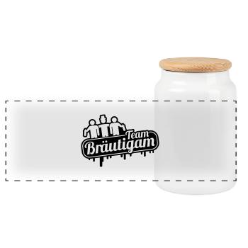 team_braeutigam_ya1 - Panorama Keksdose mit Holzdeckel - Weiß - Vorne