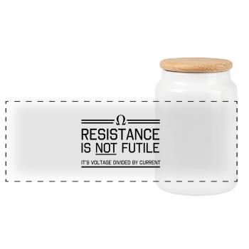 Resistance not futile Voltage divided by current - Panoramic Cookie Jar with Wooden Lid - white - Front