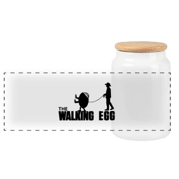 The Walking Egg - Boîte à biscuits avec couvercle en bois - blanc - Devant