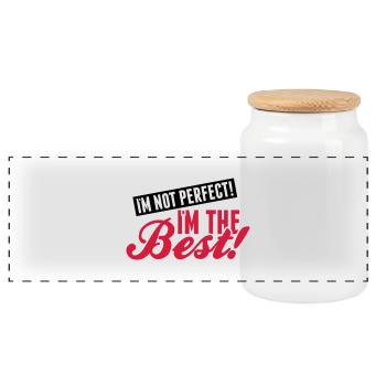im_not_perfect_the_best_pi2 - Panoramic Cookie Jar with Wooden Lid - white - Front
