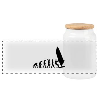 Evolution Windsurfen - Panorama Keksdose mit Holzdeckel - Weiß - Vorne