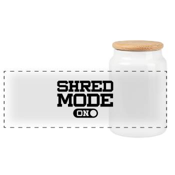 SHRED MODE ON - Panorama Keksdose mit Holzdeckel - Weiß - Vorne