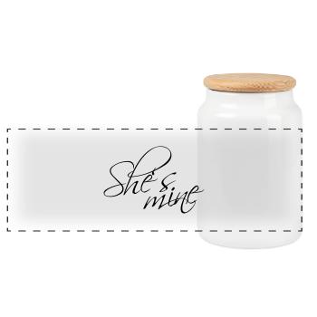 Shes mine - Panoramic Cookie Jar with Wooden Lid - white - Front
