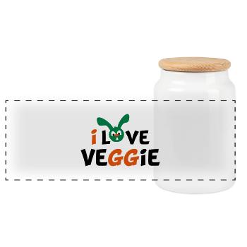 vegetarier - Panorama Keksdose mit Holzdeckel - Weiß - Vorne