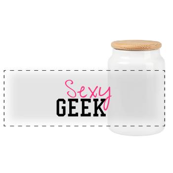 Sexy Geek - Panorama Keksdose mit Holzdeckel - Weiß - Vorne