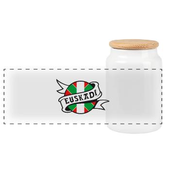 euskadi - pays basque 18 - Boîte à biscuits avec couvercle en bois - blanc - Devant