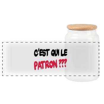 C'est qui le patron ? - Panoramic Cookie Jar with Wooden Lid - white - Front