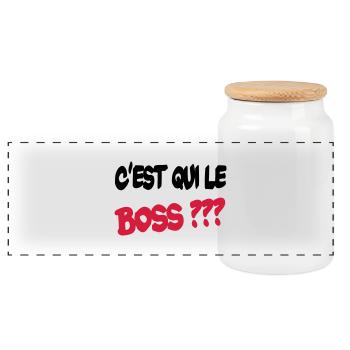 C'est qui le boss ? - Panorama Keksdose mit Holzdeckel - Weiß - Vorne