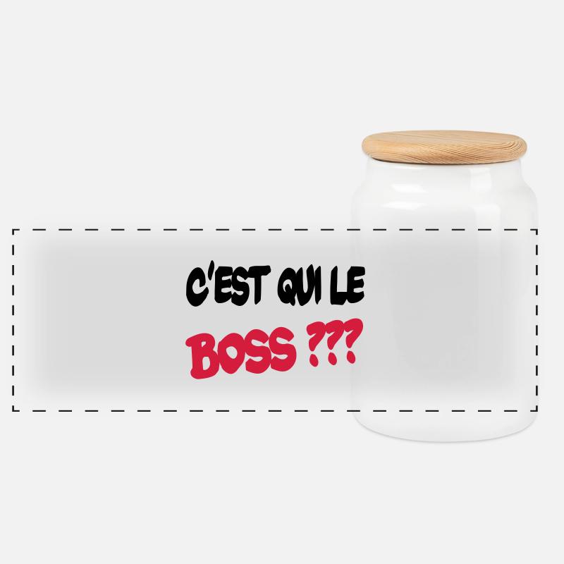 C'est qui le boss ? - Panorama Keksdose mit Holzdeckel - Weiß