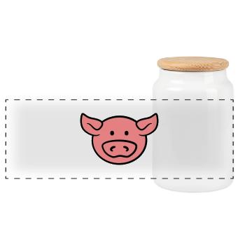Visage doux mignon de porc - Boîte à biscuits avec couvercle en bois - blanc - Devant