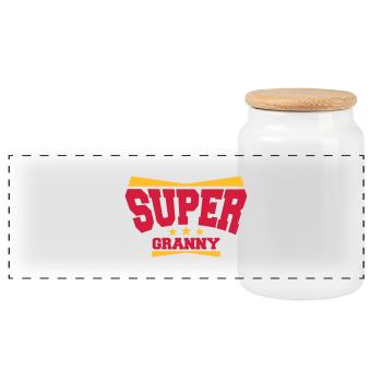 Super Granny Grandma Logo - Boîte à biscuits avec couvercle en bois - blanc - Devant