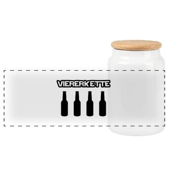 Viererkette - Panorama Keksdose mit Holzdeckel - Weiß - Vorne