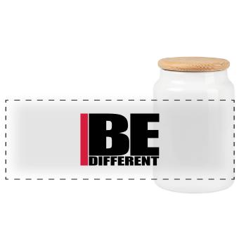 Cool Be Different Logo - Panoramic Cookie Jar with Wooden Lid - white - Front