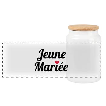 Jeune Mariée - Boîte à biscuits avec couvercle en bois - blanc - Devant
