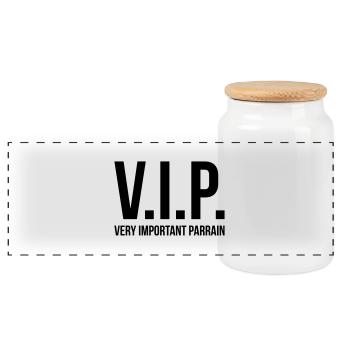 VIP Very Important Parrain - Boîte à biscuits avec couvercle en bois - blanc - Devant