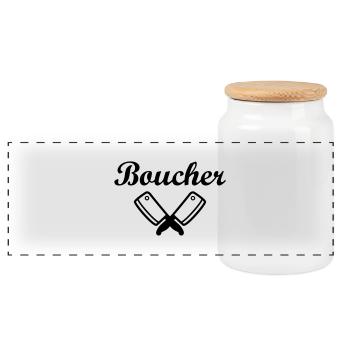 Boucher - Boîte à biscuits avec couvercle en bois - blanc - Devant