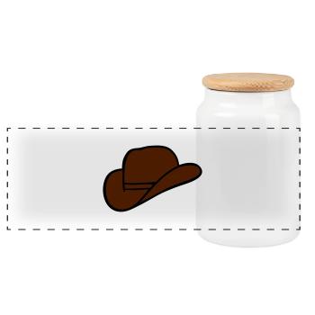 chapeau de cowboy - Boîte à biscuits avec couvercle en bois - blanc - Devant