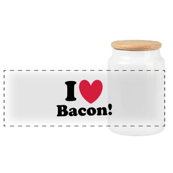 Bacon - Panorama Keksdose mit Holzdeckel - Weiß - Vorne
