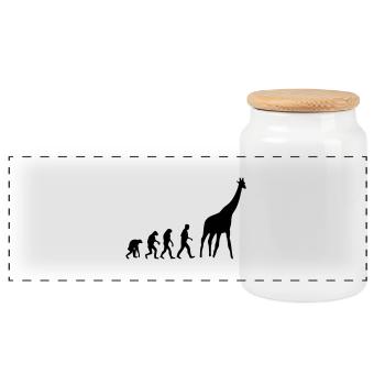 giraffe evolution - Panoramic Cookie Jar with Wooden Lid - white - Front