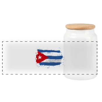 Cuba Flag - Vintage Look - Panorama Keksdose mit Holzdeckel - Weiß - Vorne