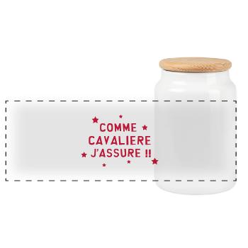 Equitation / Cheval / Cavalier / Cavalière / Sport - Boîte à biscuits avec couvercle en bois - blanc - Devant