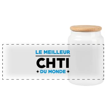 Nord / Ch'ti / Chti / Nordiste / Biloute Nordiste - Boîte à biscuits avec couvercle en bois - blanc - Devant