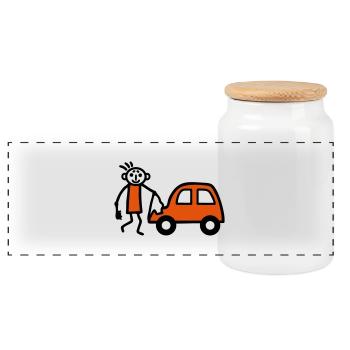 Strichmännchen Autowäsche - V2 - Panorama Keksdose mit Holzdeckel - Weiß - Vorne
