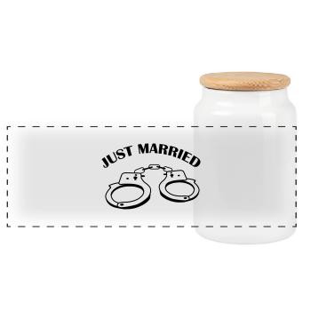 just_married_01 - Boîte à biscuits avec couvercle en bois - blanc - Devant