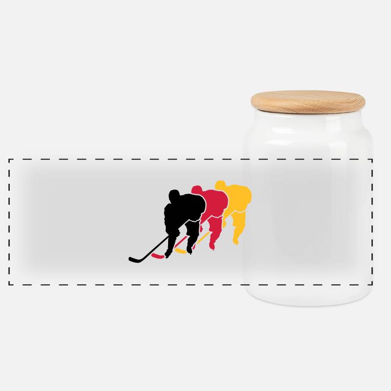 Eishockey - Panorama Keksdose mit Holzdeckel - Weiß