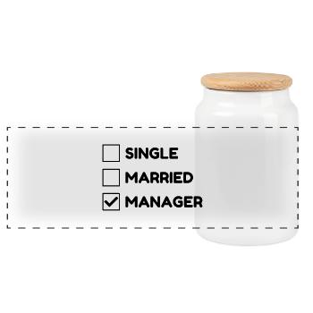 Manager Boss Chef Patron Work Job Society - Panoramic Cookie Jar with Wooden Lid - white - Front