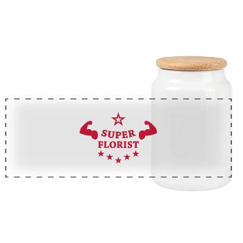 Florist / Flower / Floristin / Fleur / Fleuriste - Panoramic Cookie Jar with Wooden Lid - white - Front