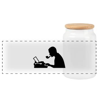 Journalist - Panoramic Cookie Jar with Wooden Lid - white - Front