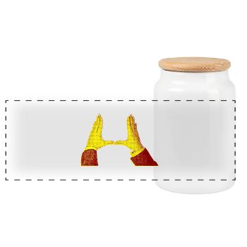 hands - Boîte à biscuits avec couvercle en bois - blanc - Devant