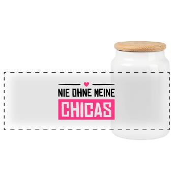 nie ohne meine chicas - Panorama Keksdose mit Holzdeckel - Weiß - Vorne